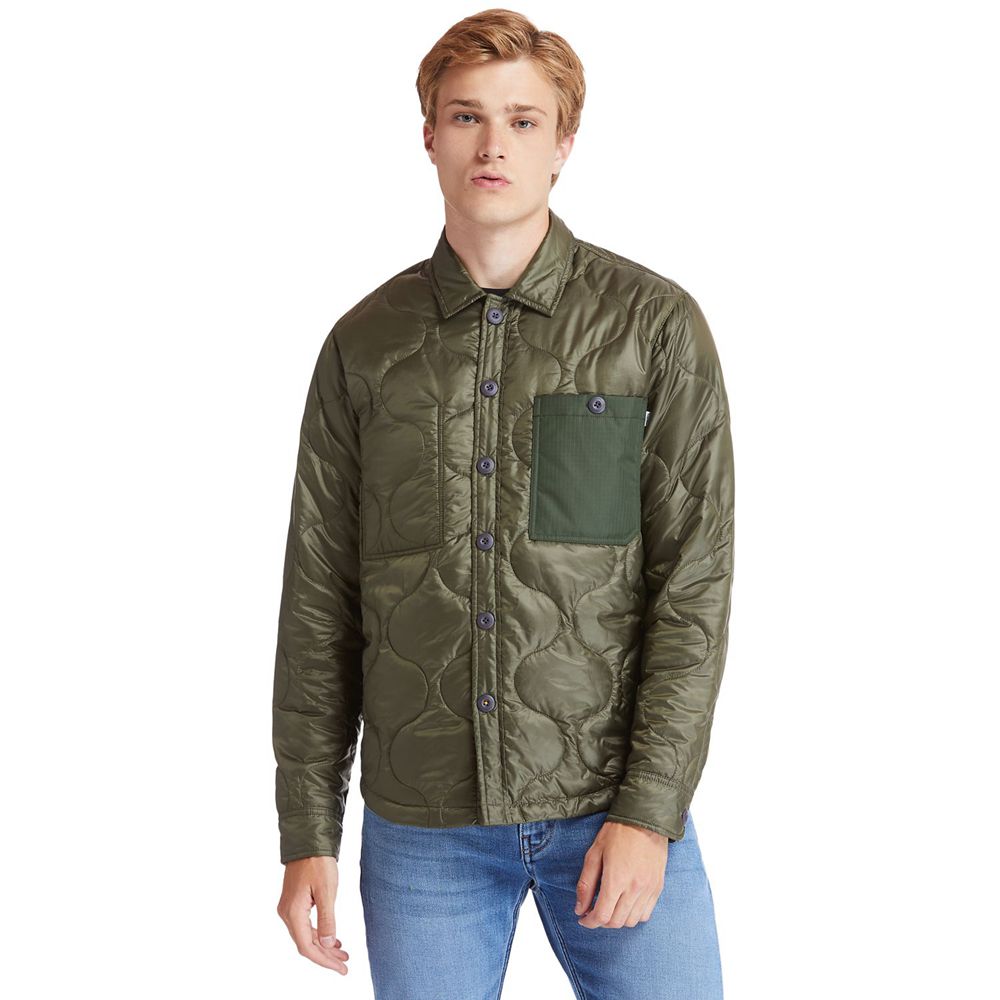 Jaqueta Masculino - Timberland Heritage Long-Sleeve Onion-Quilted Shirt - DZMRF7065 - Verde Oliva